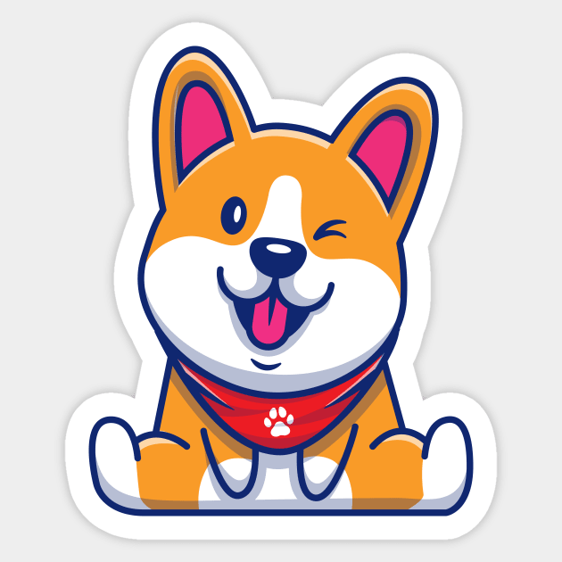 Cute Corgi Sitting Cartoon (2) Sticker by Catalyst Labs